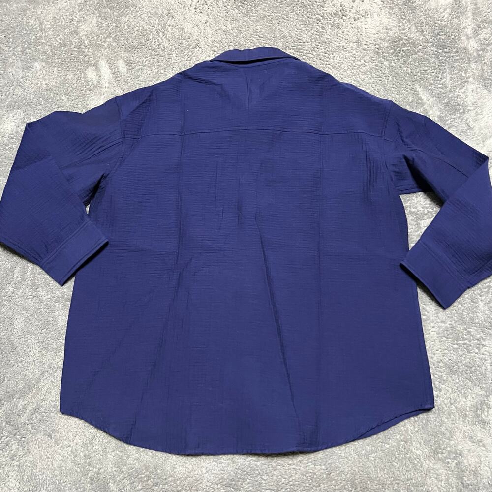 Madewell Shirt Jacket Womens Large Oversized Button Up Blue Gauze Cotton NN969 - Picture 3 of 8